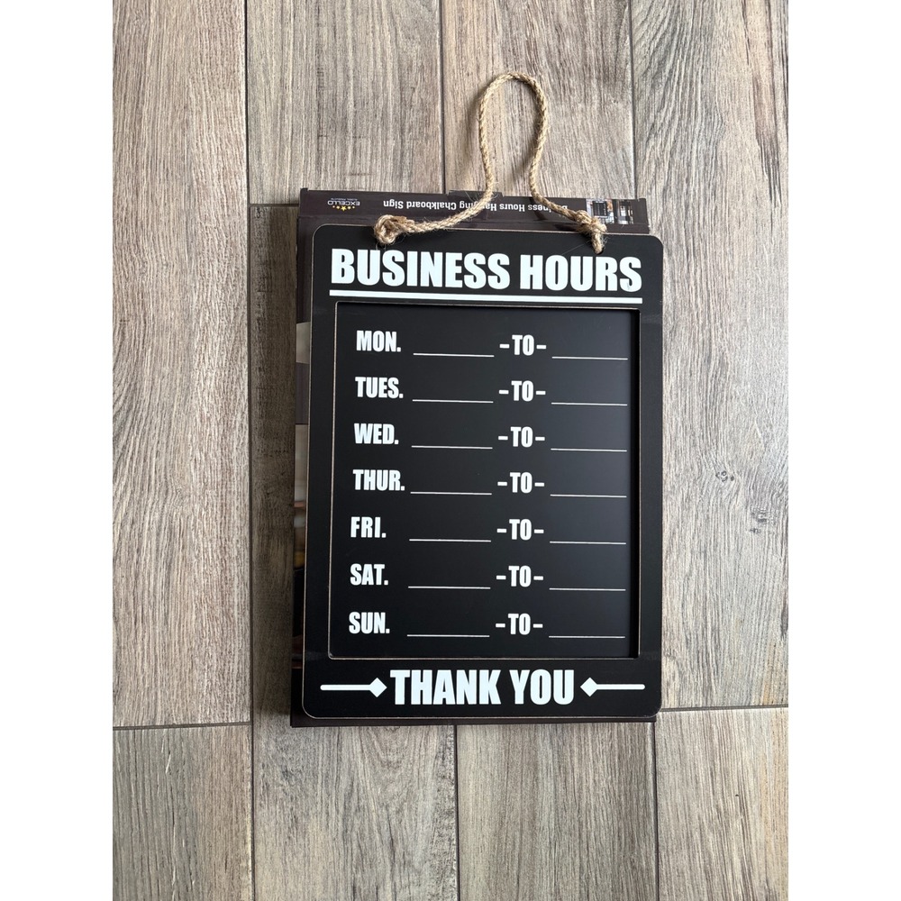 Business Hours Sign 10x13.75 Black New Hanging Chalkboard